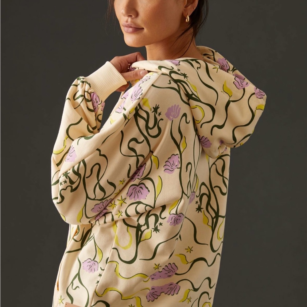 Scotch and Soda oversized printed Hoodie Abstract Floral Planet Love Size Small - Picture 2 of 6
